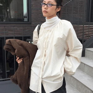 모크넥 스트랩 블라우스 (2color)