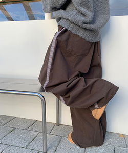 Terine Peach Check Banding Pants