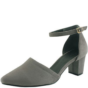 국내제작 앵클 스트랩 스틸레토힐 스웨이드 하이힐 그레이