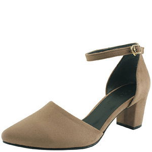 국내제작 앵클 스트랩 스틸레토힐 스웨이드 하이힐 베이지