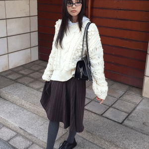 레이블 미디 스커트 (2color) *차콜 당일 발송 가능