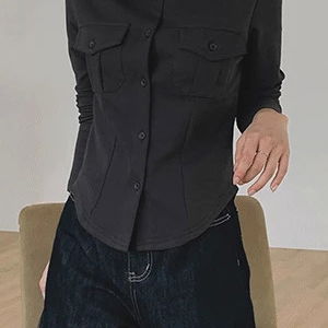 하리페브 카라넥 포켓 절개 굴림 셔츠