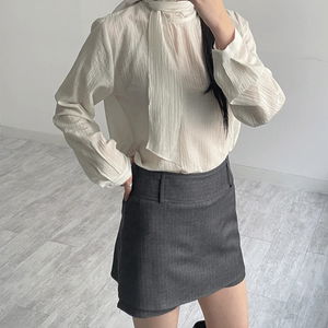 요루 하이넥 타이 블라우스 (3C)