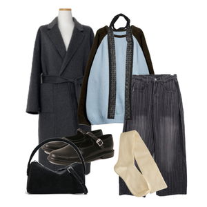 양말,롱코트 코디