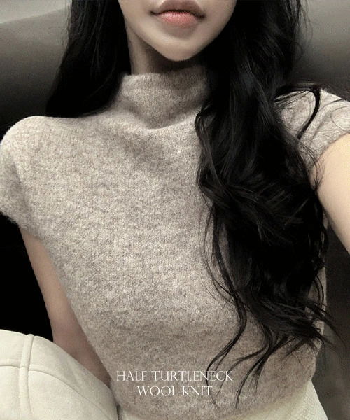 데이 반폴라 캡소매 울 니트