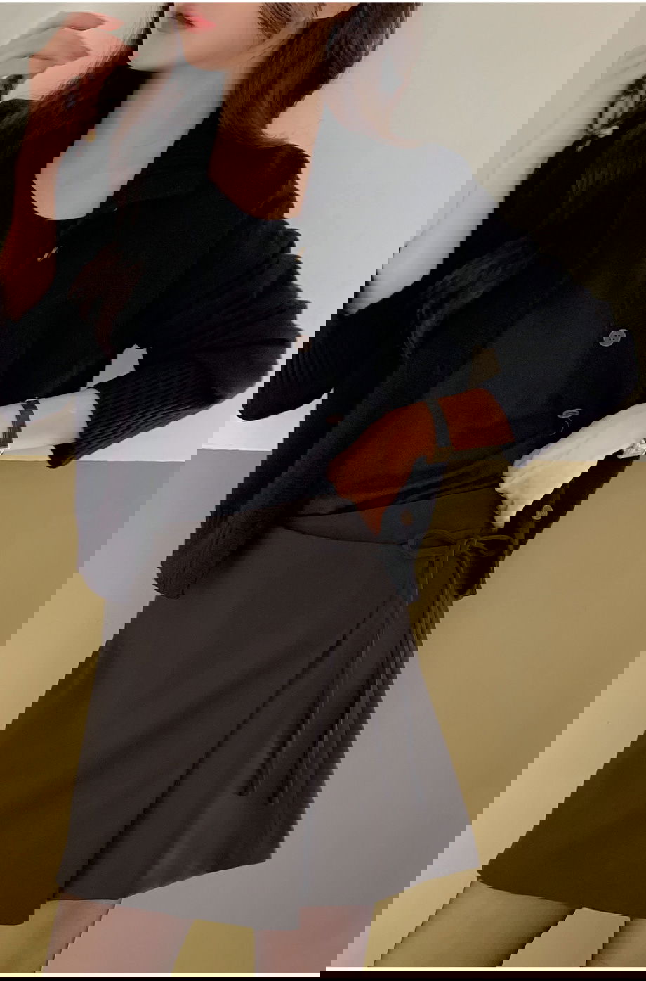 센브니엔 랩스타일 리본 스트랩 숏 치마바지