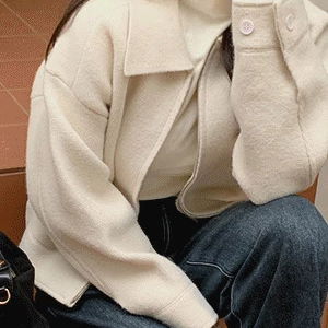 젠하이보 울 포켓 카라 니트 집업 자켓