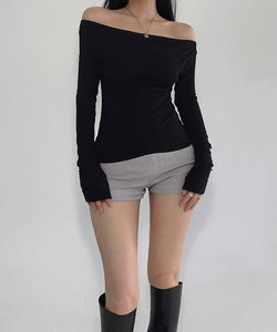 Modern Daily Off-Shoulder Long-Sleeve T-Shirt Top