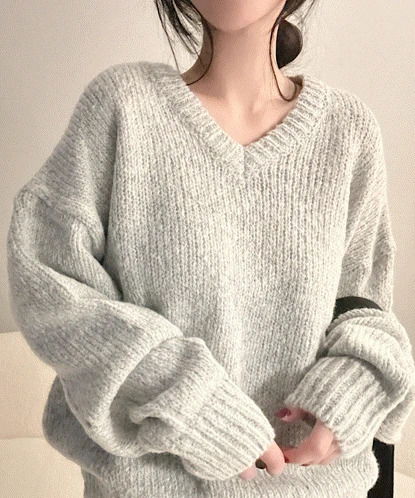 Domestic/Good quality, tight, thick V-Neck avant-fit V-Neck knitwear (6 colors)