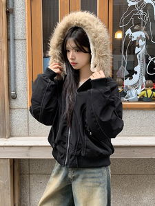 キツネラクーンフードダウンジャケット