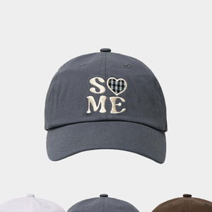 체크 하트 아플리케 패치 소프트 코튼 자수 볼캡_3COLOR