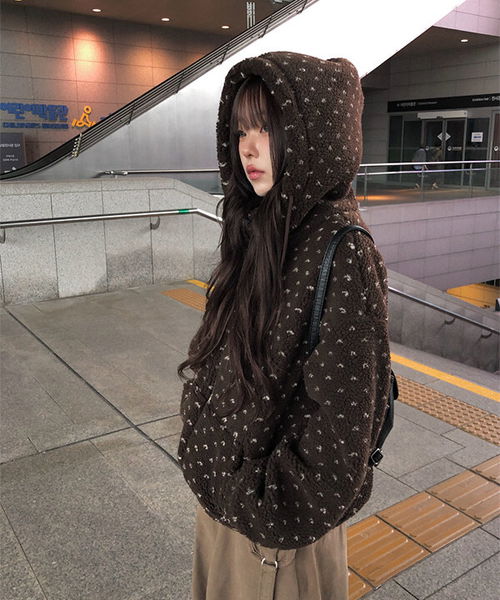 슈카 하트 뽀글이 후리스 후드 점퍼 (3color)