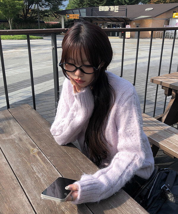 달린 울 꽈배기 라운드 니트 (3color)