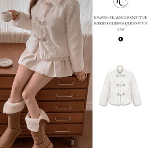 보밍 카라넥 포켓 떡볶이 더블 안감누빔 소프트 퍼 코트