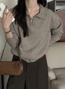 Detox Basic Collar V-Neck Knitwear - kn34575