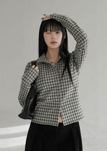 格紋長袖襯衫