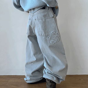 에르진 플라워 코튼 와이드 팬츠