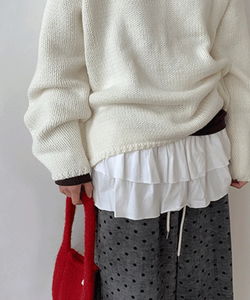 優雅分層荷葉邊裹式褶皺裙