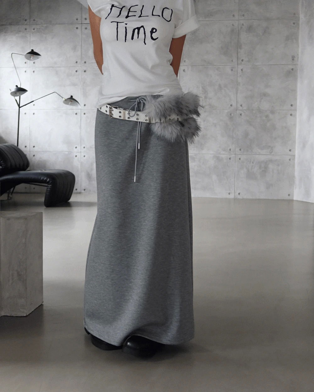 뒷트임 밴딩 롱스커트 (사계절 H라인 맥시)