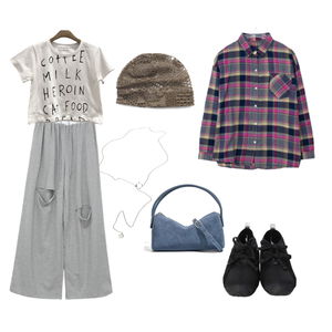 衬衫,托特包,长裤 코디