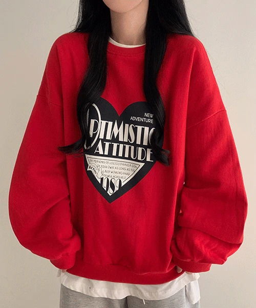 루즈핏 러브하트 맨투맨