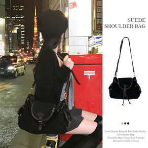 로프니 스웨이드 복조리 벨트 사이드 포켓 메신저백 숄더백 크로스백 가방 빈티지 보부상 데일리 캐주얼