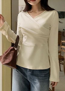 Billy's Spandex Peach Fleece-lined Flare Sleeve Wrap T-Shirt