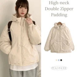 리오덴 하이넥 더블지퍼 박시핏 스토퍼 후드 패딩 (3color)