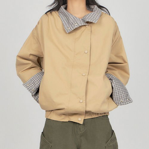 Reversible Check Color Block Jacket ZI011