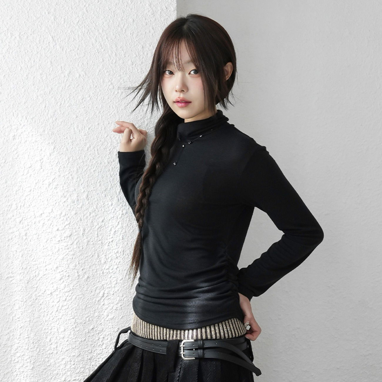 Lapu Shirring Turtleneck T-Shirt