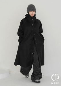 Bendage Wool Hooded Long Coat