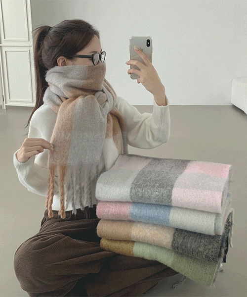 Winter Oversized Couple Check Long Muffler Surgery Scarf