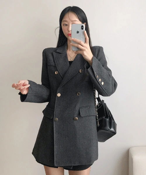 Matautu Herringbone Double Handmade Half Coat