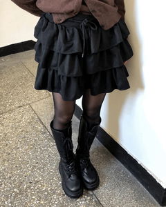 Ronya suede banded strap cancan mini skirt