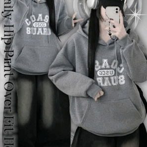 기모안감코스트프린팅레터링오버핏기모후드티셔츠(3color)