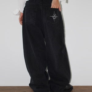 MIDNIGHT STRIPE WIDE PANTS (dark gray)