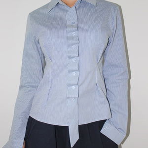 TIE-ON STRIPE SHIRT (blue)