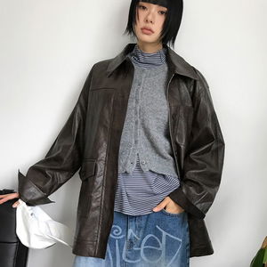 SOFT CRACK LEATHER JACKET (brown / black)