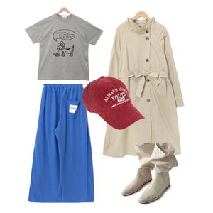 长裤,短袖上衣,大衣 코디