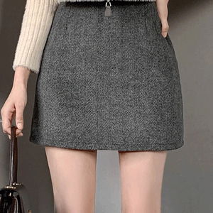 코든 헤링본 울 미니 스커트 (울10%)