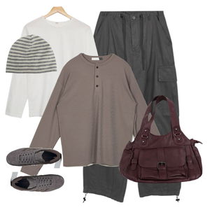 팬츠,긴팔티,모자 코디