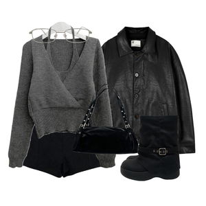 자켓,반바지,니트 코디