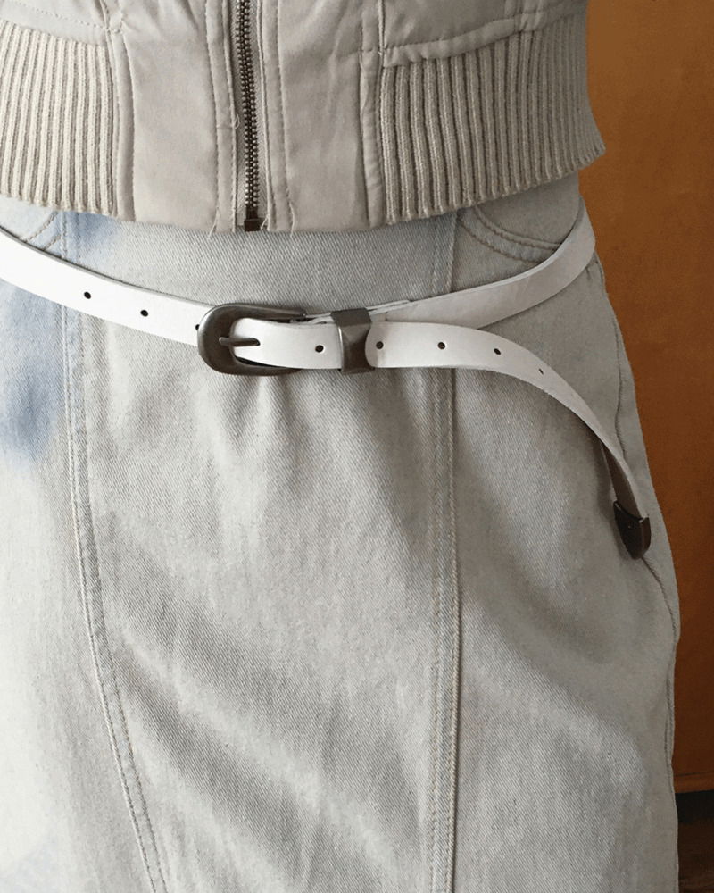 復古霧面銀釦皮帶