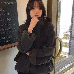 우논트 루즈핏 스트링 하이넥 플리스 집업 -3color