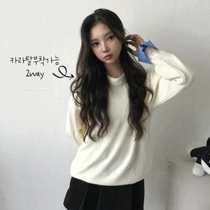 2WAY 긱시크 스트라이프 셔츠카라 니트4color