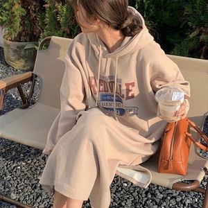 유빌 레터링 기모 후드 원피스 - op29555