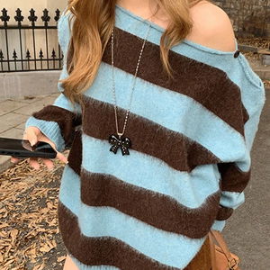 민코 스트라이프 루즈핏 니트