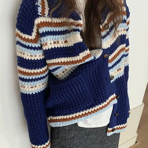 켄치 도톰 스트라이프 니트 가디건