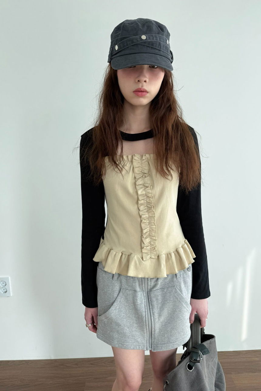 velin contrast top 長袖 Tシャツ