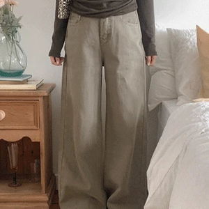 알루미 피그먼트 와이드 벨트 팬츠